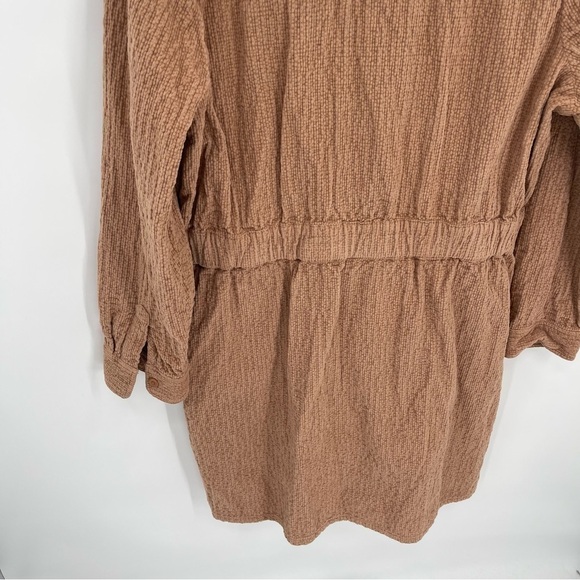 J. Crew Zip-Front Cinched Dress Corduroy Tan Sz 18 Women’s Long Sleeves - Picture 10 of 11